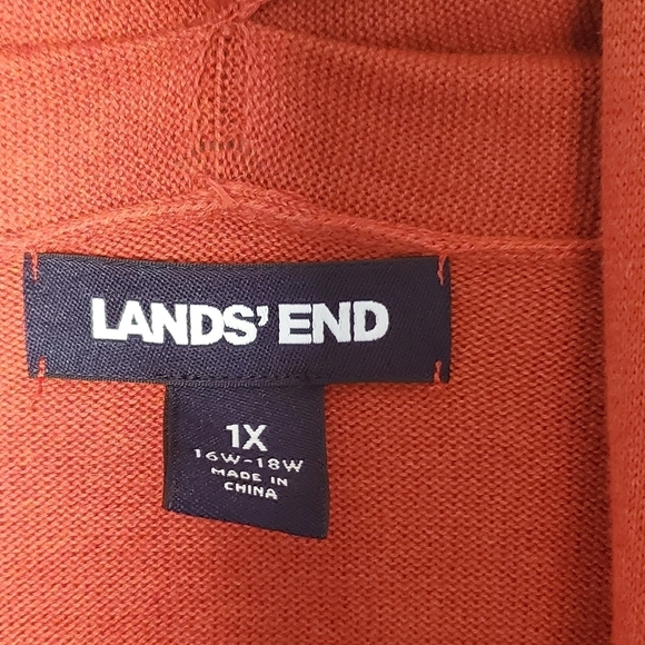 Lands' End Women's Long Sleeve Open Long Cardigan Sweater Rust Plus Size 1X - Picture 6 of 11
